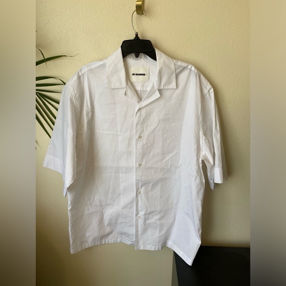 Jil Sander + Men’s Organic Natural Line Cotton Button Down Shirt Short Sleeve 50 - Picture 2 of 9
